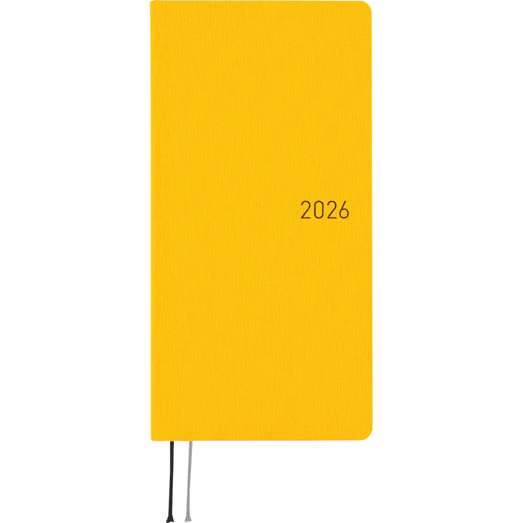 Hobonichi Light Hard Cover Mega English Book - Colors: Full Moon Yellow - Tall & Slim (Weeks - January Start)-Pen Boutique Ltd