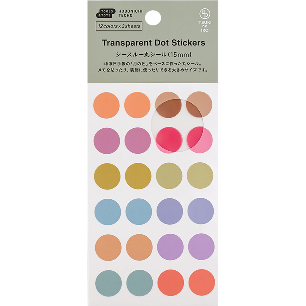 Hobonichi Transparent Dot Stickers - TSUKI no IRO (15mm)-Pen Boutique Ltd