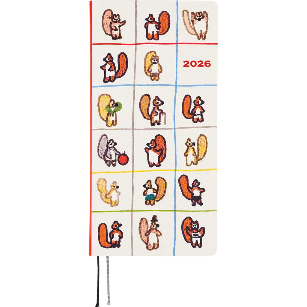 Hobonichi Light Hard Cover English Book - 100%ORANGE: Squirrel’s Moving Day - Tall & Slim (Weeks - January Start)-Pen Boutique Ltd