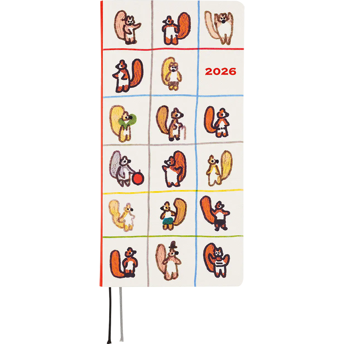 Hobonichi Light Hard Cover English Book - 100%ORANGE: Squirrel’s Moving Day - Tall & Slim (Weeks - January Start)-Pen Boutique Ltd