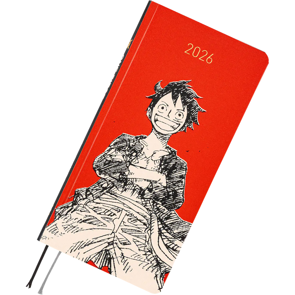 Hobonichi Light Hard Cover Japanese Book - ONE PIECE Magazine: Straw Hat Luffy - Red - Tall & Slim (Weeks - January Start)-Pen Boutique Ltd