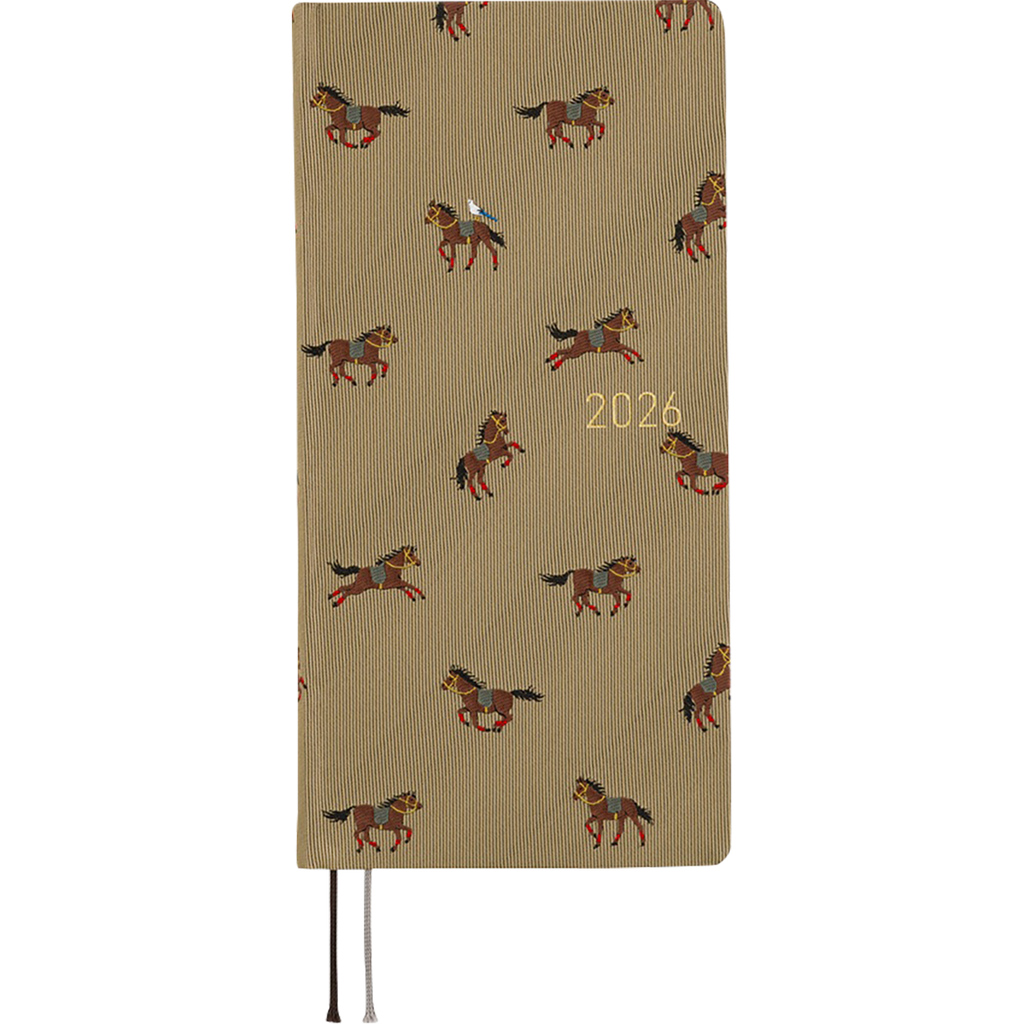 Hobonichi Light Hard Cover Mega English Book - Bow & Tie: Galloping Horses - Tall & Slim (Weeks - January Start)-Pen Boutique Ltd