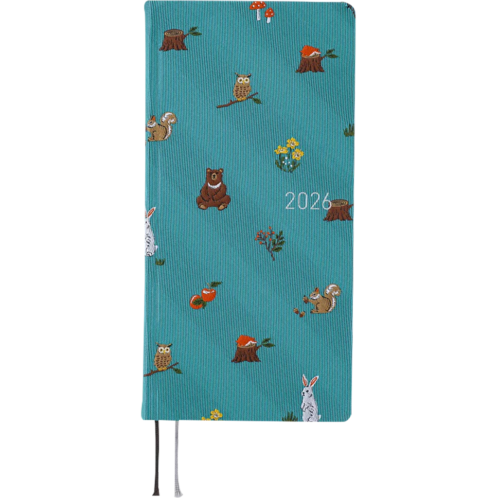 Hobonichi Light Hard Cover Mega English Book - Bow & Tie: In the Forest - Tall & Slim (Weeks - January Start)-Pen Boutique Ltd