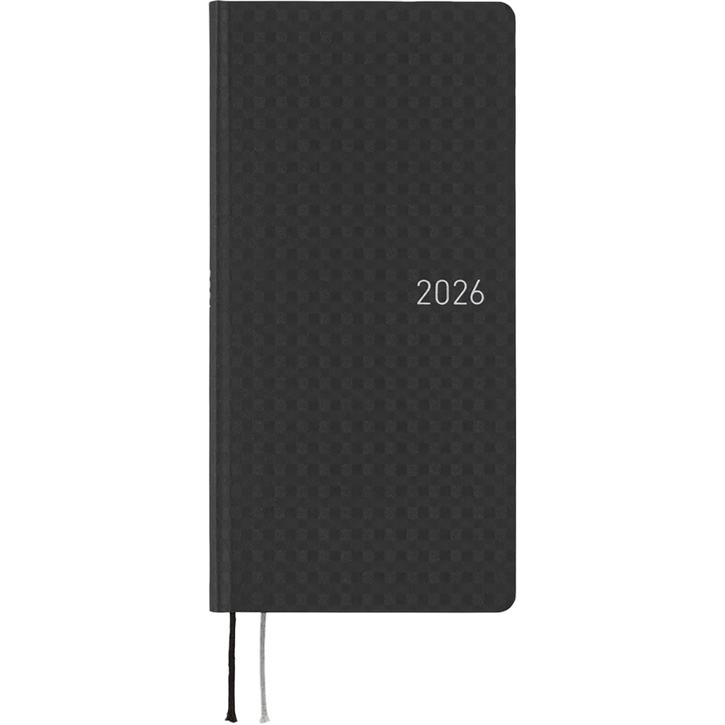 Hobonichi Light Hard Cover English Book - Paper Series: Black Gingham - Tall & Slim (Weeks - January Start)-Pen Boutique Ltd