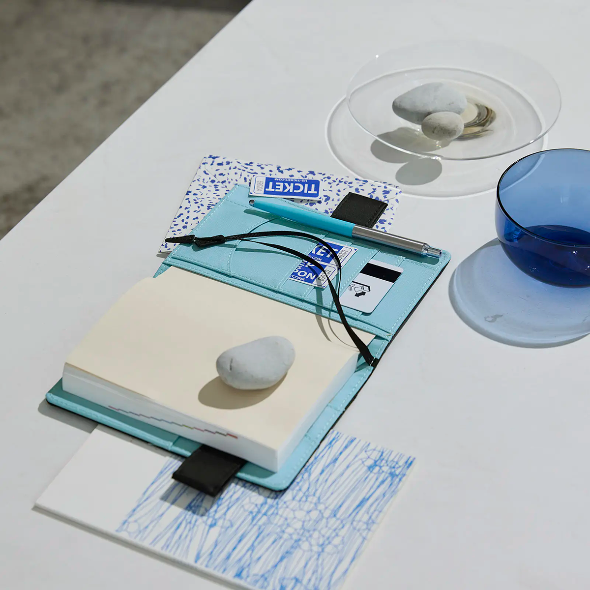 Hobonichi English Book & Cover - Black x Clear Blue - A6 (January Start)-Pen Boutique Ltd