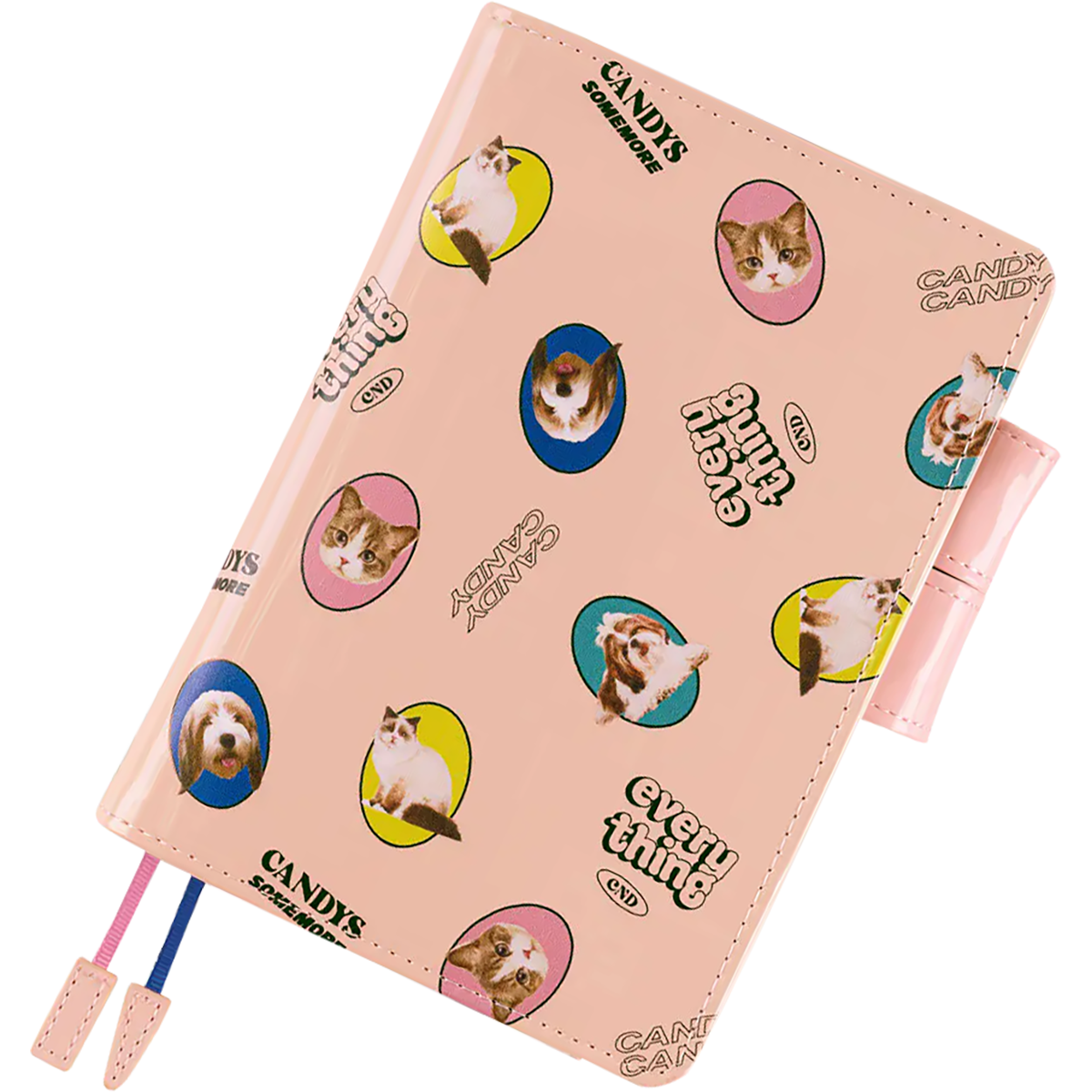Hobonichi English Book & Cover - Candy Stripper: Random Dog & Cat (Pink) - A6 (January Start)-Pen Boutique Ltd