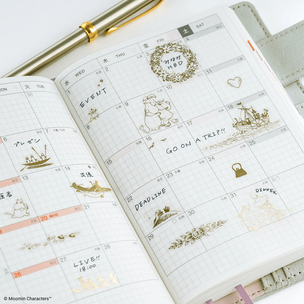 Hobonichi Foil-Stamped Clear Stickers - Moomin (Adventure Log) - Pen Boutique Ltd