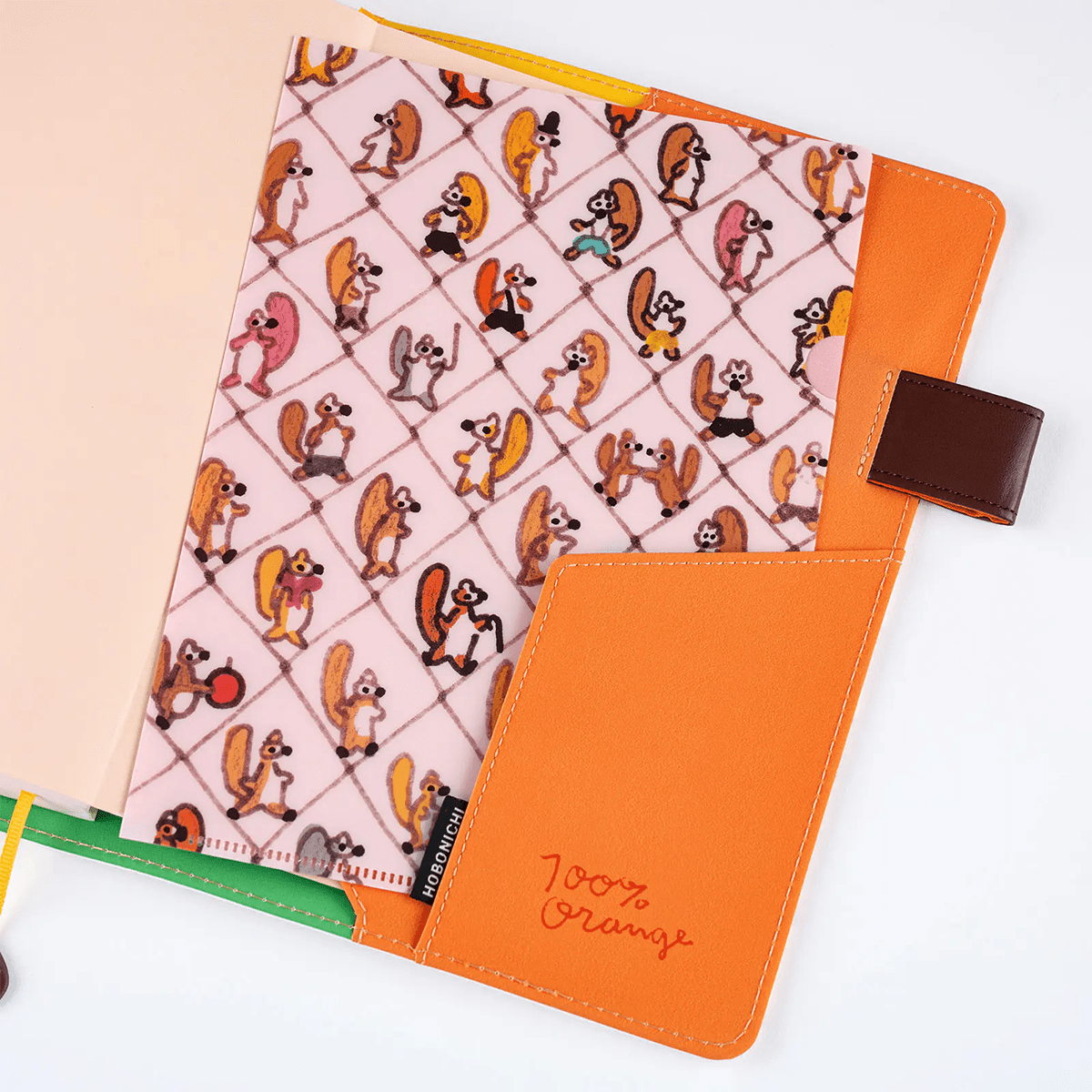 Hobonichi Folder Set - 100%ORANGE: Squirrel Squadron - A5 (Set of 2) - Pen Boutique Ltd