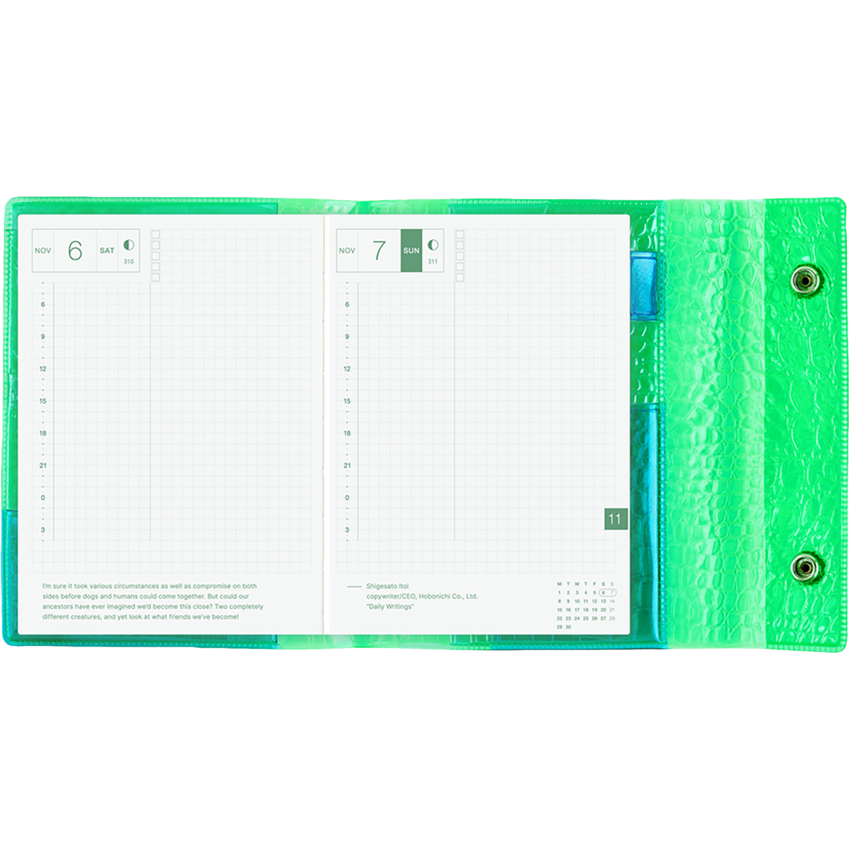 Hobonichi Japanese 2027 Book & Cover - Beautiful People: Nothing to Hide (Green) - A6-Pen Boutique Ltd