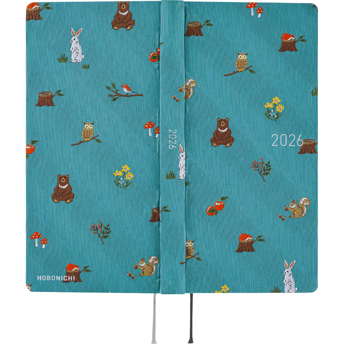 Hobonichi Light Hard Cover Mega English Book - Bow & Tie: In the Forest - Tall & Slim (Weeks - January Start)-Pen Boutique Ltd