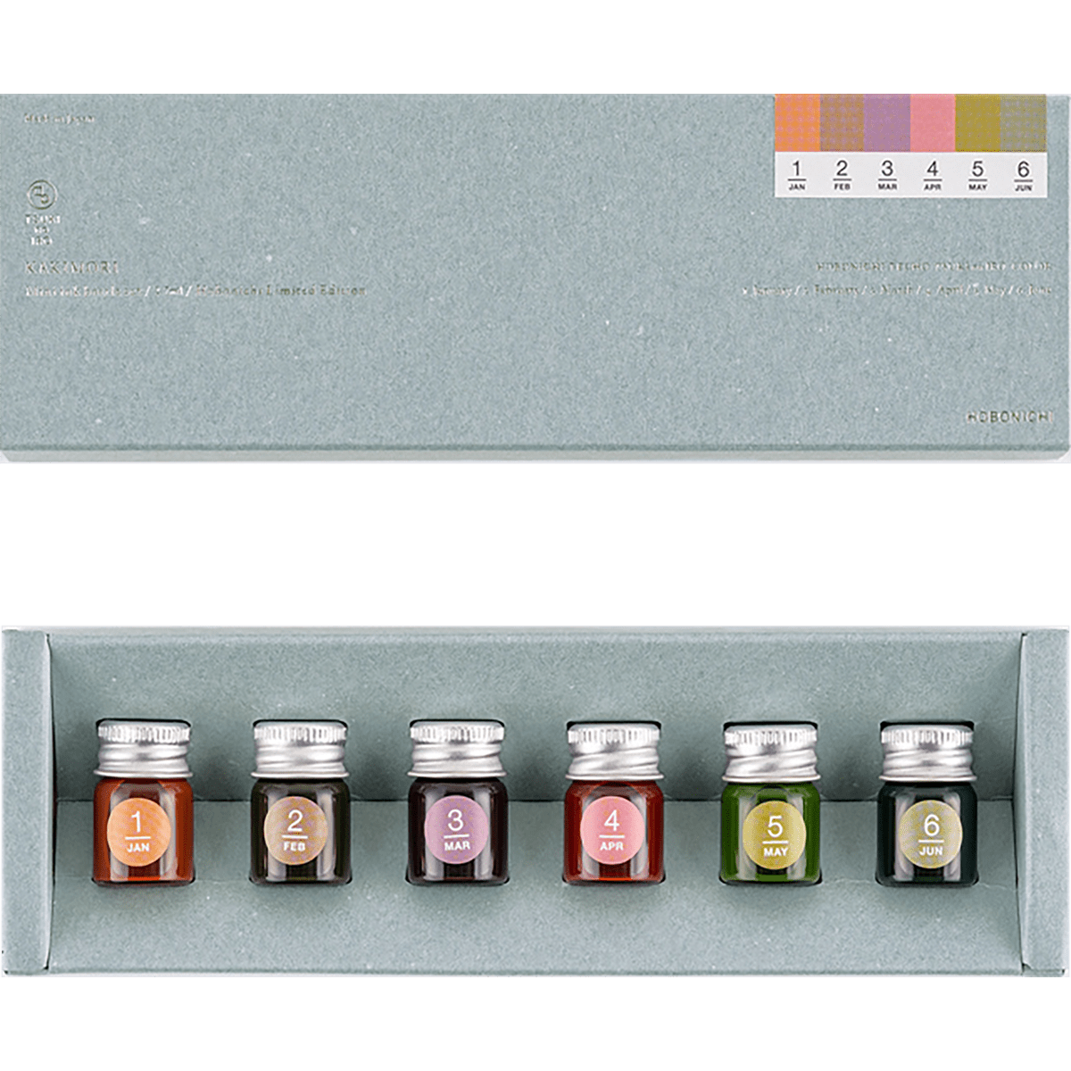 Hobonichi Mini Ink Bottle Set - Kakimori x TSUKI no IRO (January - June) - Pen Boutique Ltd