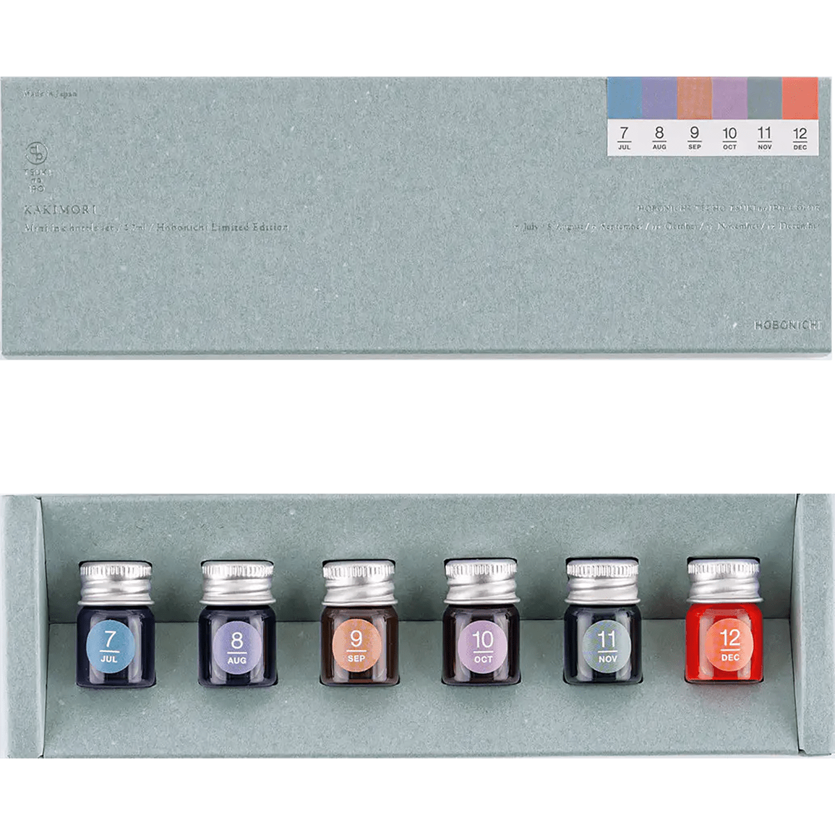 Hobonichi Mini Ink Bottle Set - Kakimori x TSUKI no IRO: (July - December) - Pen Boutique Ltd