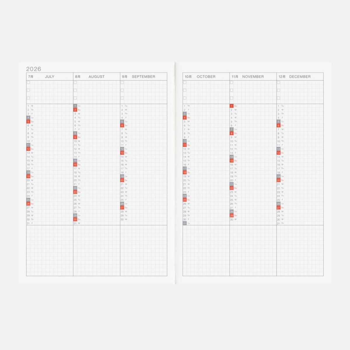 Hobonichi Techo 2026 English Cousin Book - A5 (January Start)-Pen Boutique Ltd
