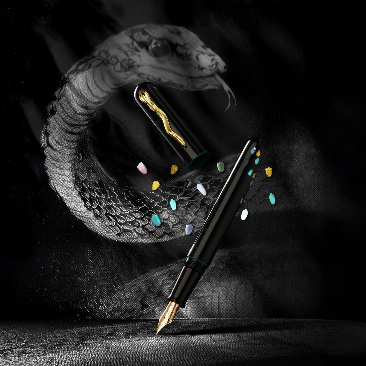 Nahvalur Ikkaku Fountain Pen - Year of the Snake – 14K Gold Nib-Pen Boutique Ltd
