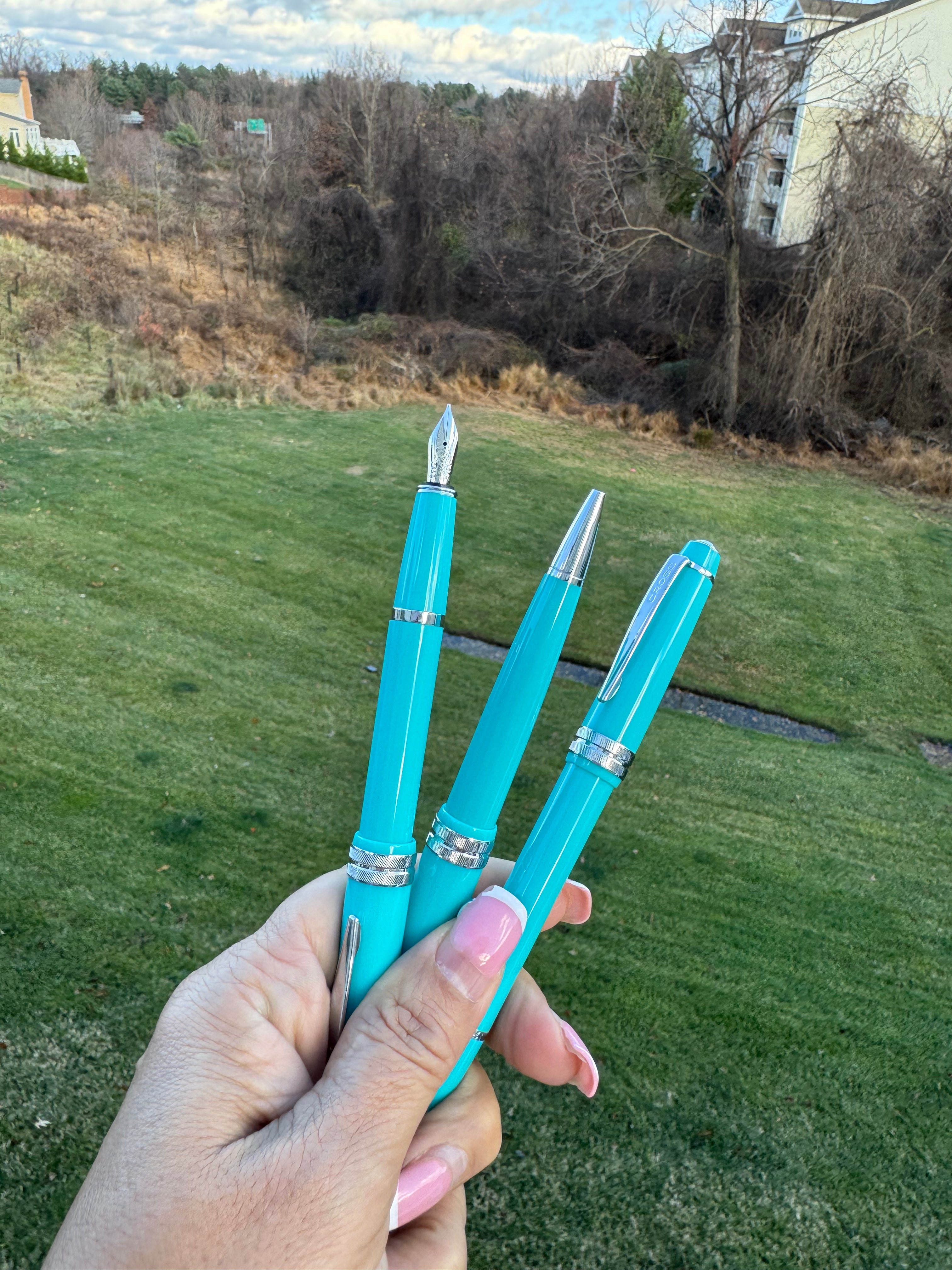 On sale: Cross Bailey Light Fountain Pen, Rollerball and Ballpoint SET - Polished Teal-Pen Boutique Ltd