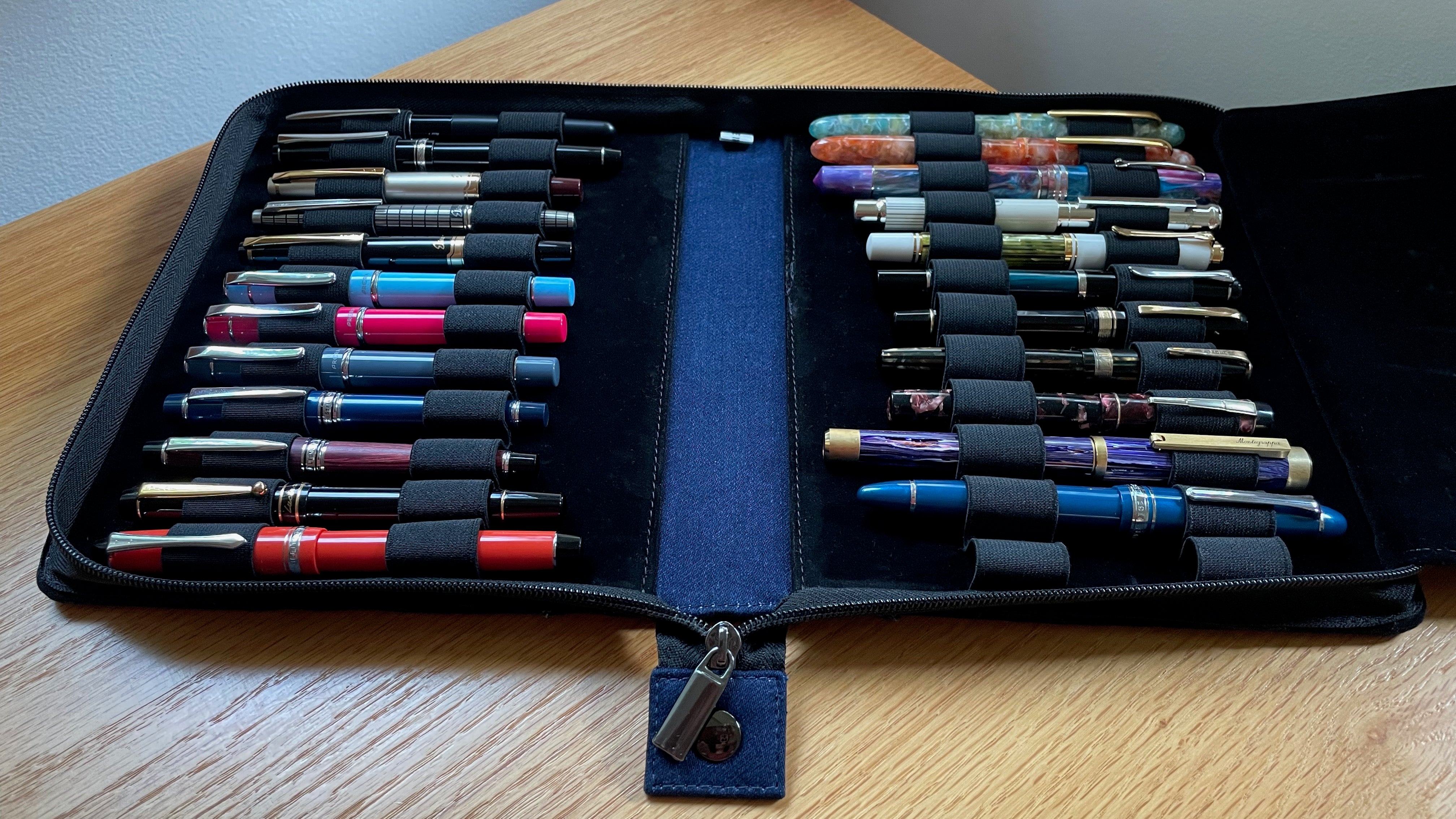 Girologio Cotton Denim Pen Case - 24 Zip-Pen Boutique Ltd