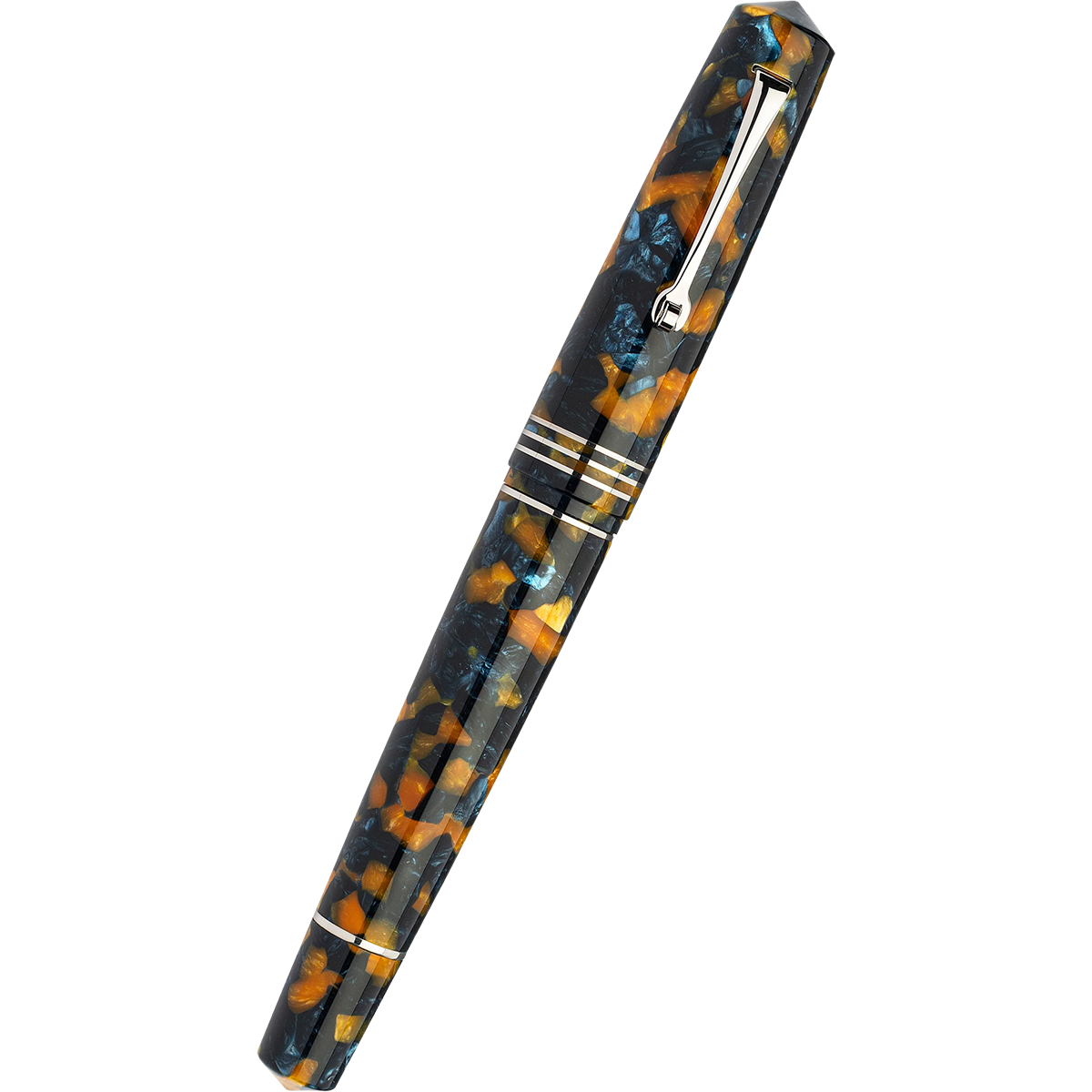 Leonardo Momento Zero Grande 2.0 Fountain Pen - Crepuscolo Marino - Chrome Trim - #8 Steel Nib-Pen Boutique Ltd