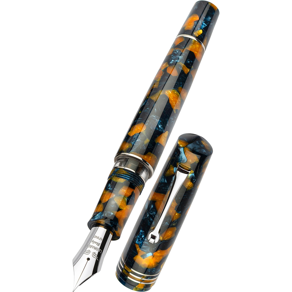 Leonardo Momento Zero Grande 2.0 Fountain Pen - Crepuscolo Marino - Chrome Trim - #8 Steel Nib-Pen Boutique Ltd