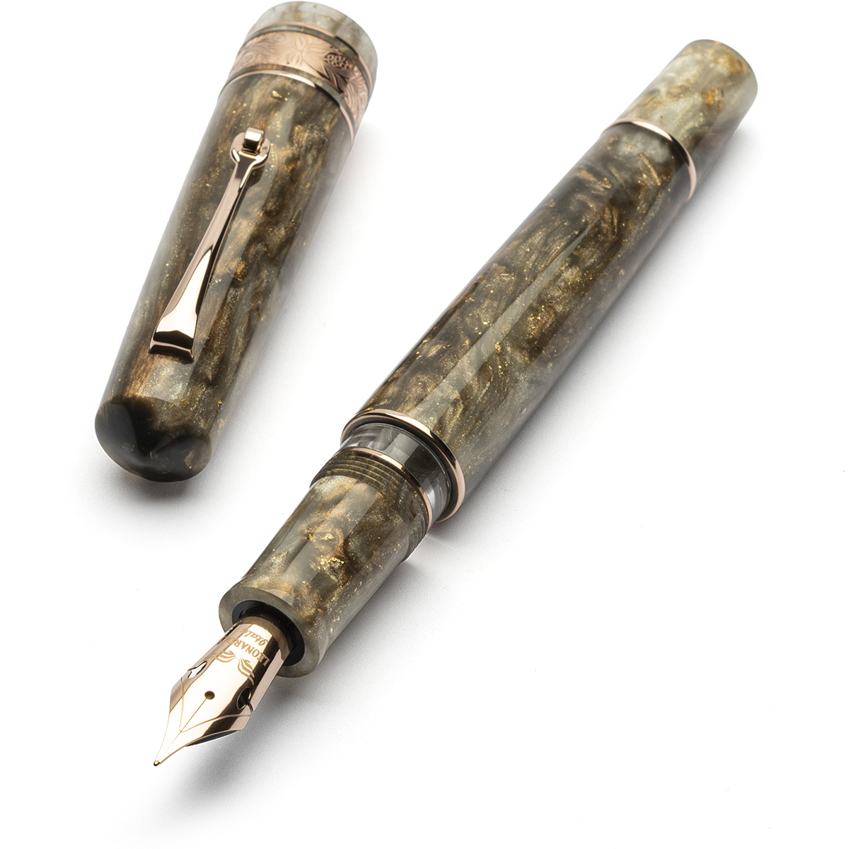 Leonardo Momento Zero Grande 2.0 Fountain Pen - The Power of Flower - Cosmos Chocolate Flower - Rose Gold Trim (Limited Edition)-Pen Boutique Ltd