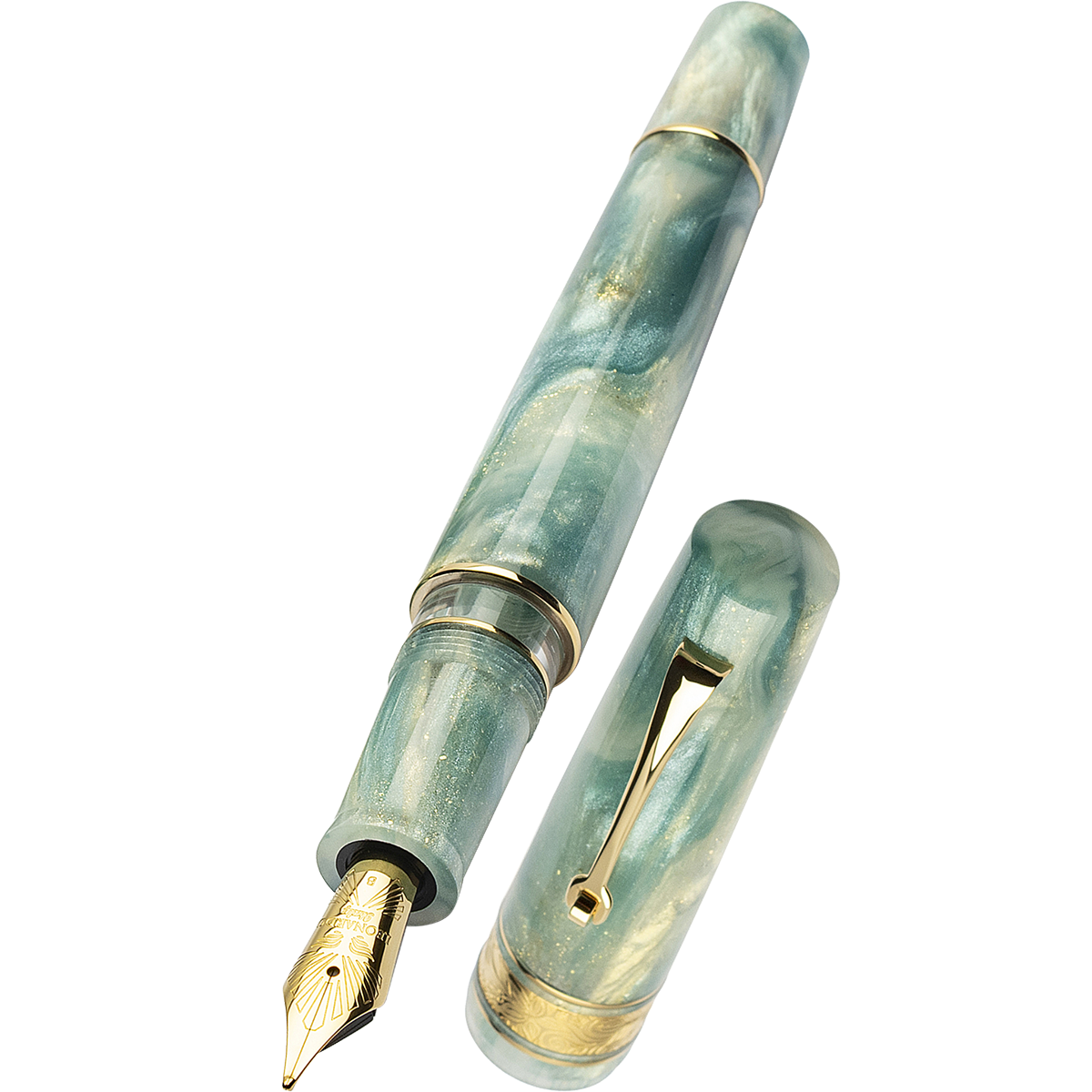 Leonardo Momento Zero Grande 2.0 Fountain Pen - The Power of Flower - Ortensia - Gold Trim (Limited Edition)-Pen Boutique Ltd