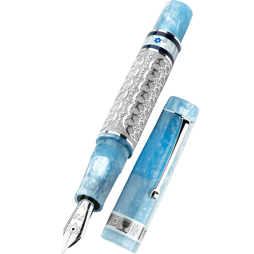Leonardo Israel 75 Years Fountain Pen - Chai 1ks - Silver Trim (Numbered Limited Edition)-Pen Boutique Ltd