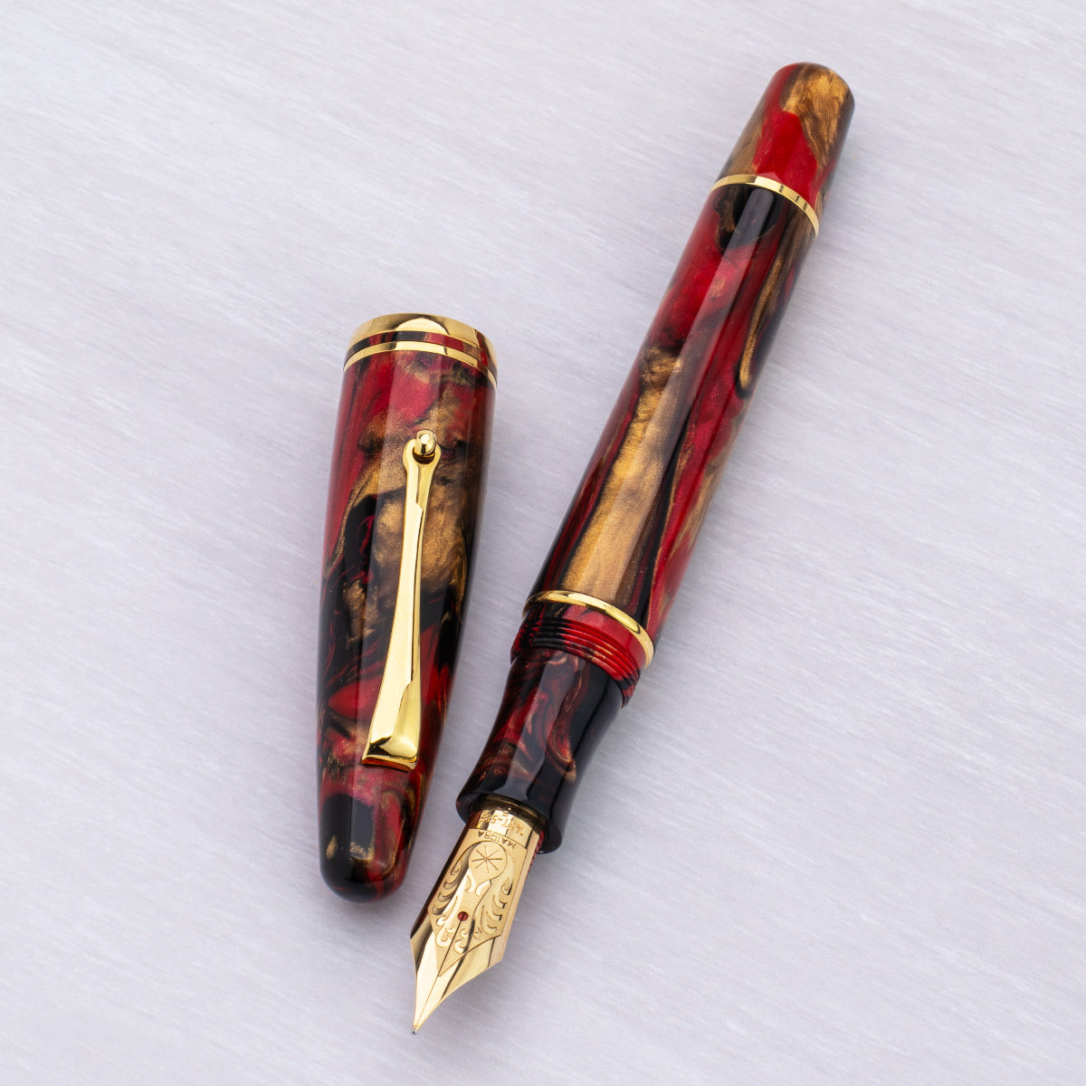 Maiora Ultra Ogiva Fountain Pen - Golden Rule - Gold Trim - 14K Gold Nib-Pen Boutique Ltd