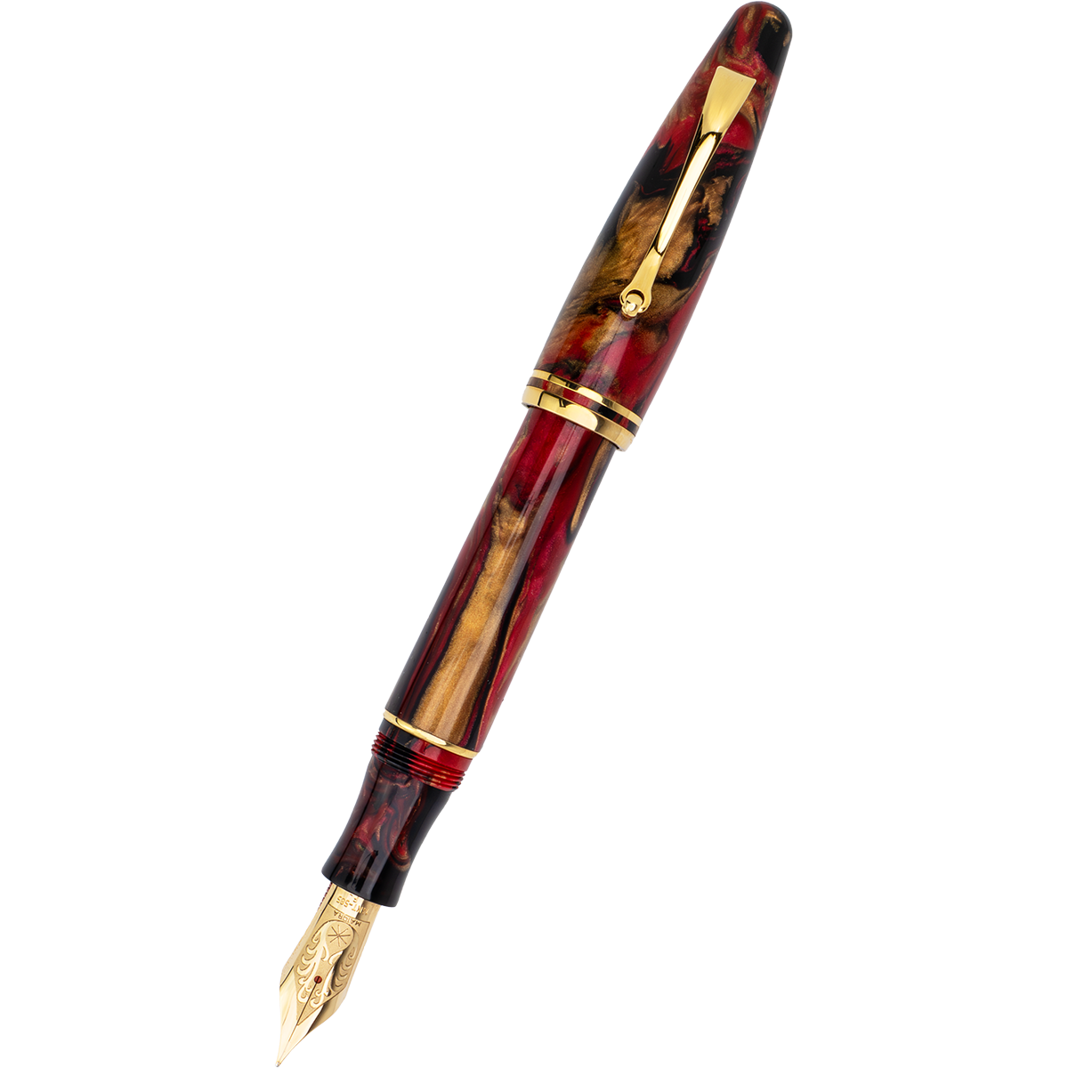 Maiora Ultra Ogiva Fountain Pen - Golden Rule - Gold Trim - 14K Gold Nib-Pen Boutique Ltd