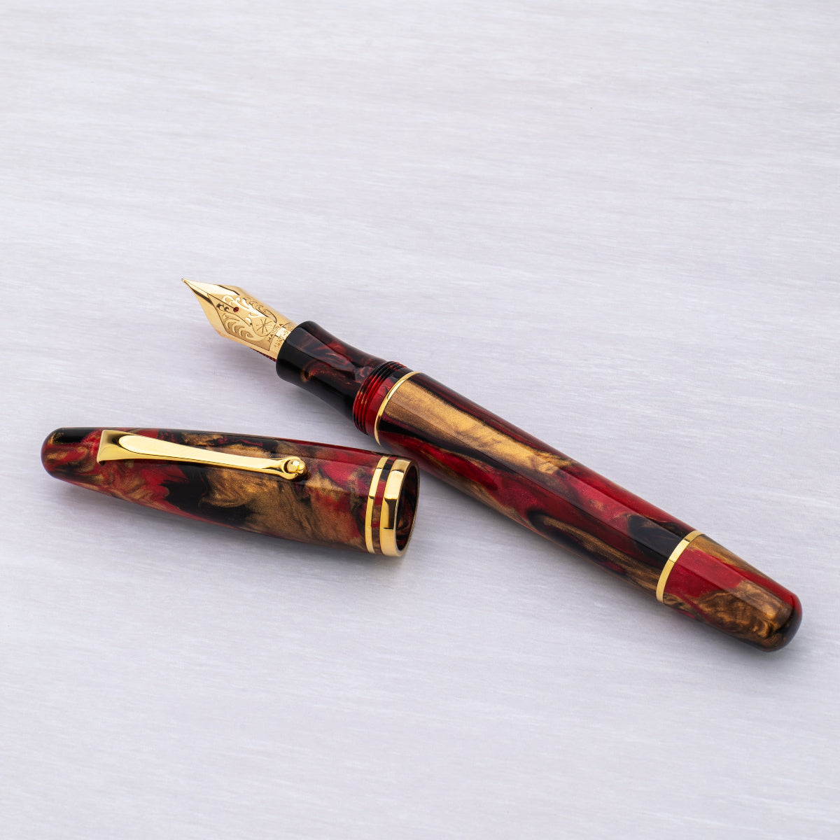 Maiora Ultra Ogiva Fountain Pen - Golden Rule - Gold Trim - 14K Gold Nib-Pen Boutique Ltd