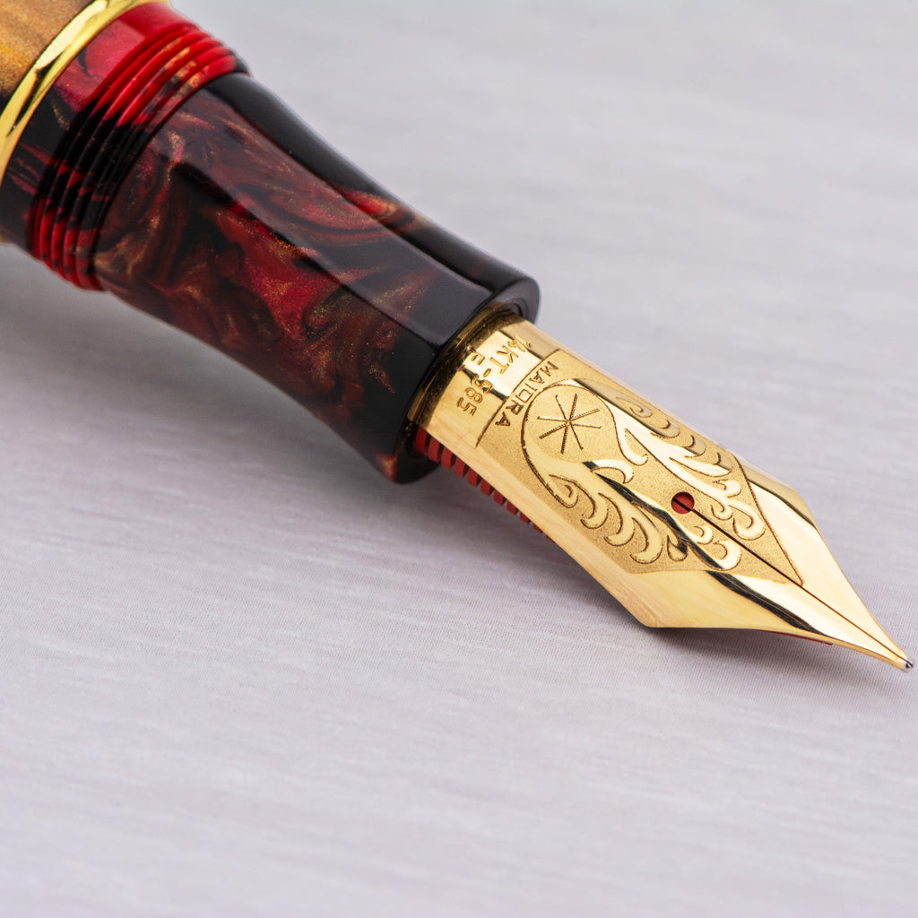 Maiora Ultra Ogiva Fountain Pen - Golden Rule - Gold Trim - 14K Gold Nib-Pen Boutique Ltd