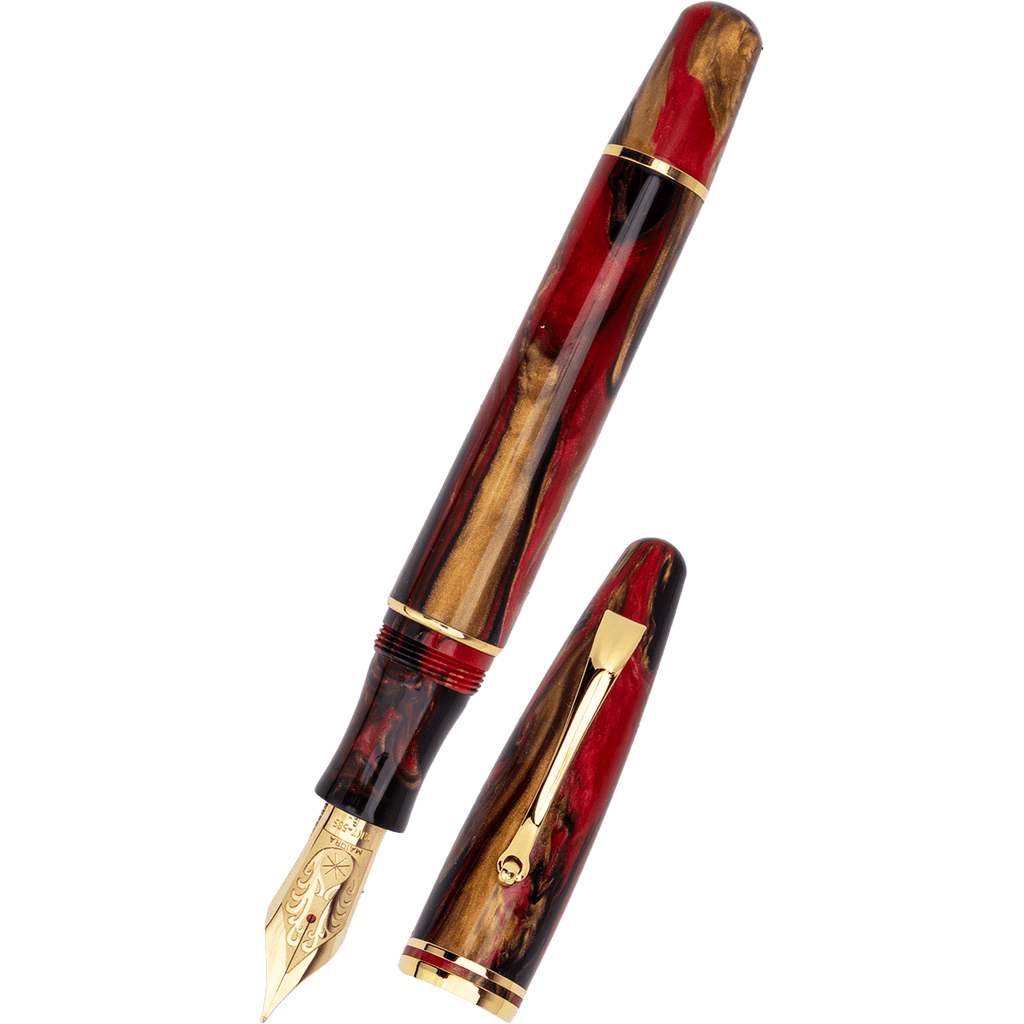 Maiora Ultra Ogiva Fountain Pen - Golden Rule - Gold Trim - 14K Gold N