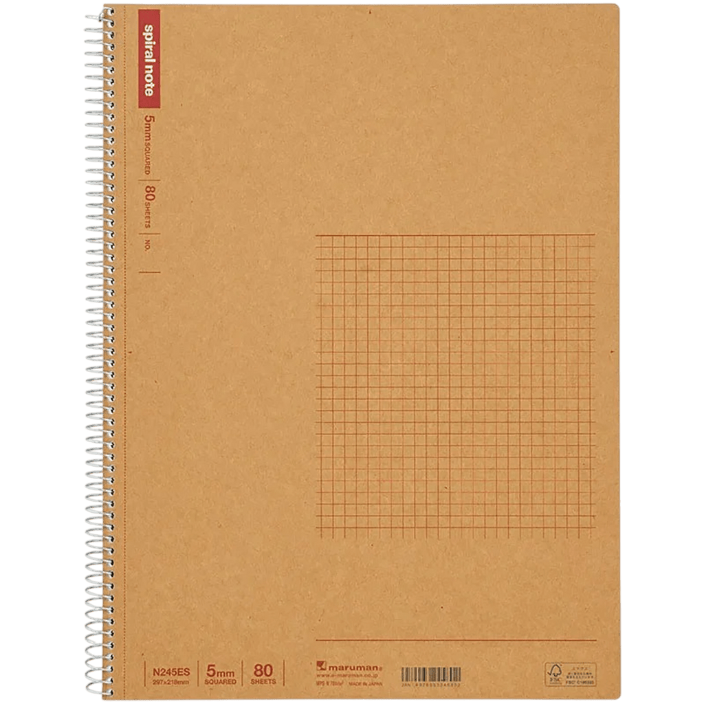 Maruman Spiral Note Basic Notebook – Graph – A4 – 80 Sheets - Pen Boutique Ltd