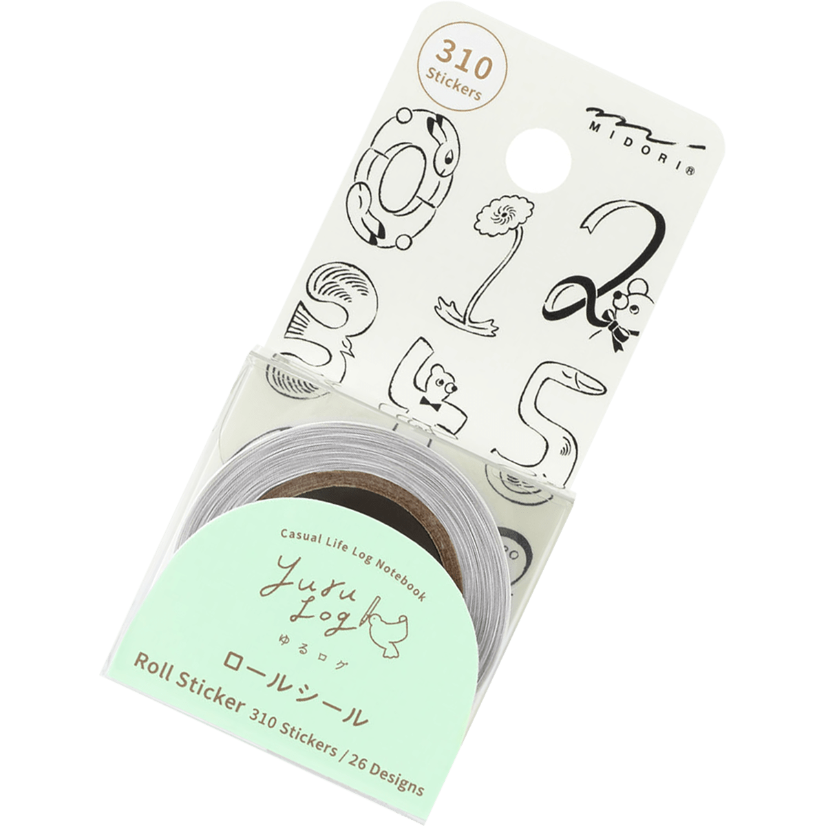 Midori Roll Sticker - Yuru Log Numbers - Pen Boutique Ltd