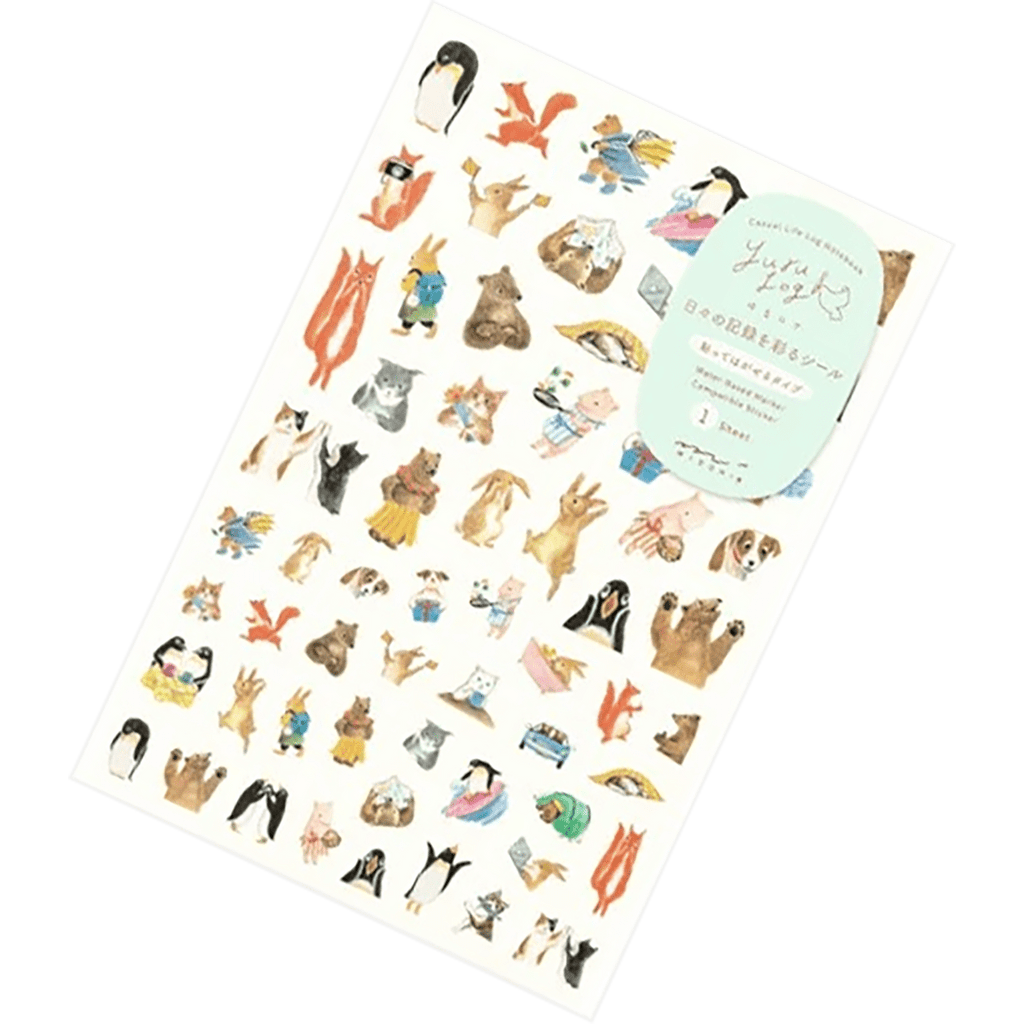 Midori Sticker Sheet - Yuru Log Animal - Pen Boutique Ltd