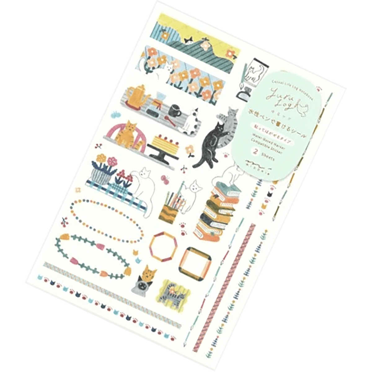 Midori Sticker Sheet - Yuru Log Cat - Pen Boutique Ltd