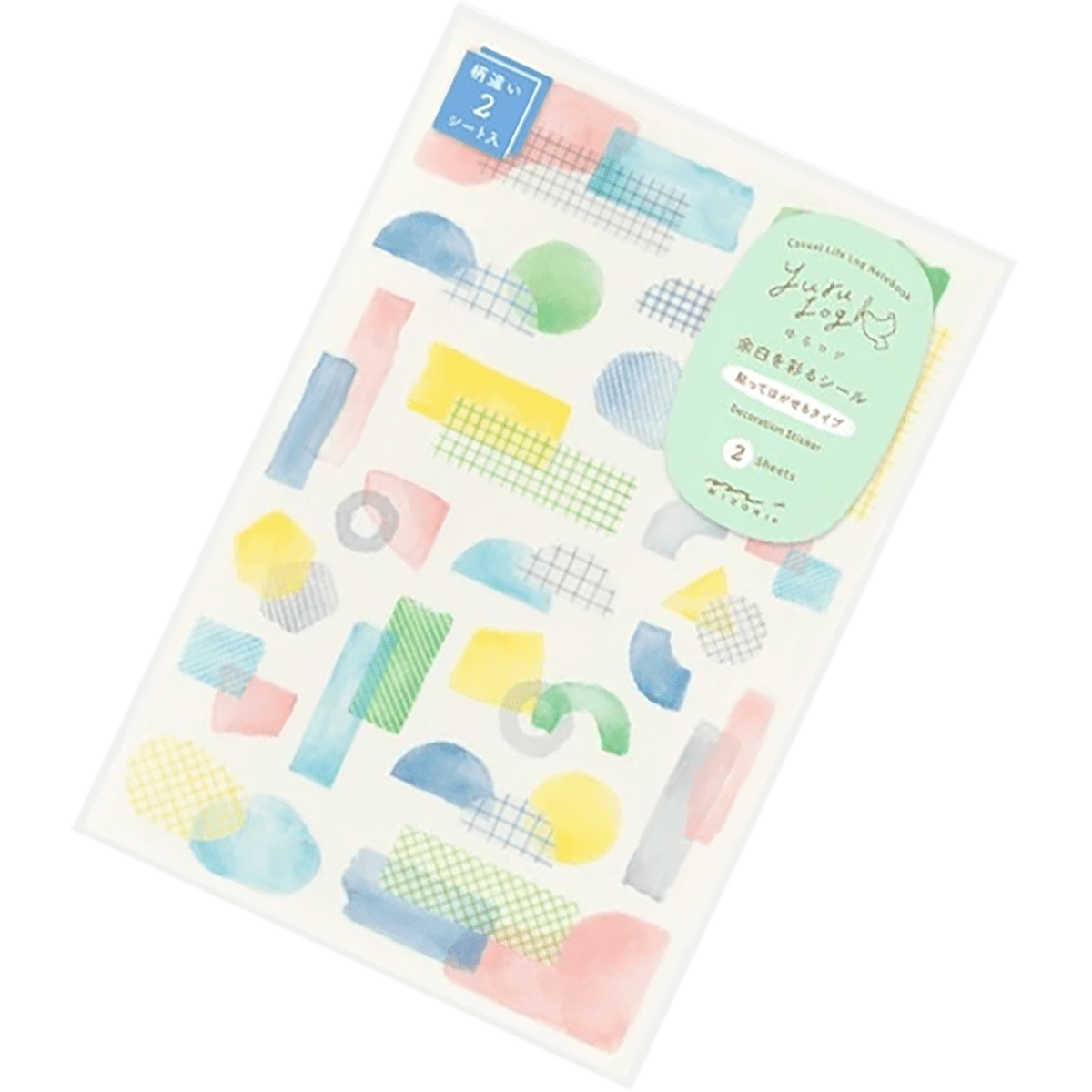 Midori Sticker Sheet - Yuru Log Collage Watercolor Motif - Pen Boutique Ltd
