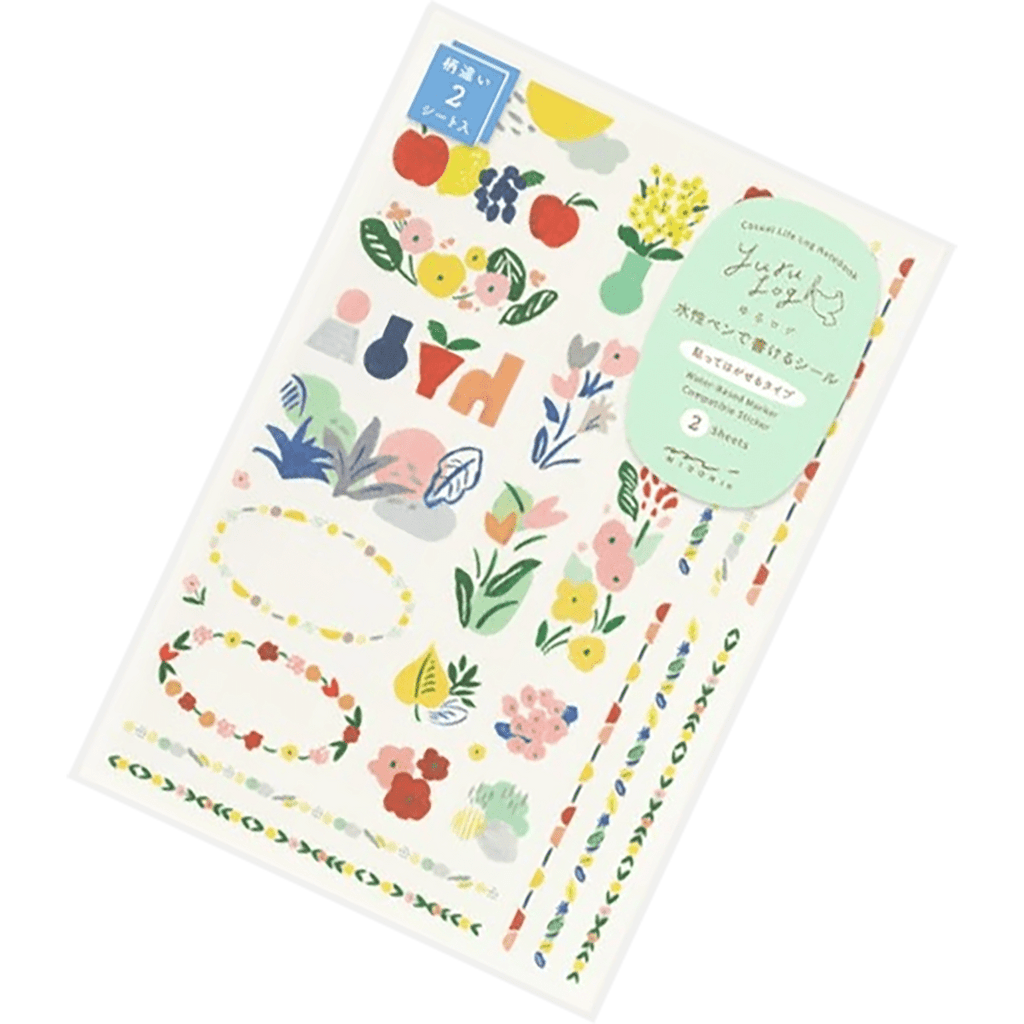 Midori Sticker Sheet - Yuru Log Motif Textile - Pen Boutique Ltd