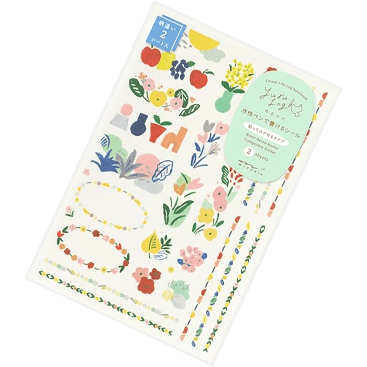 Midori Sticker Sheet - Yuru Log Motif Textile - Pen Boutique Ltd