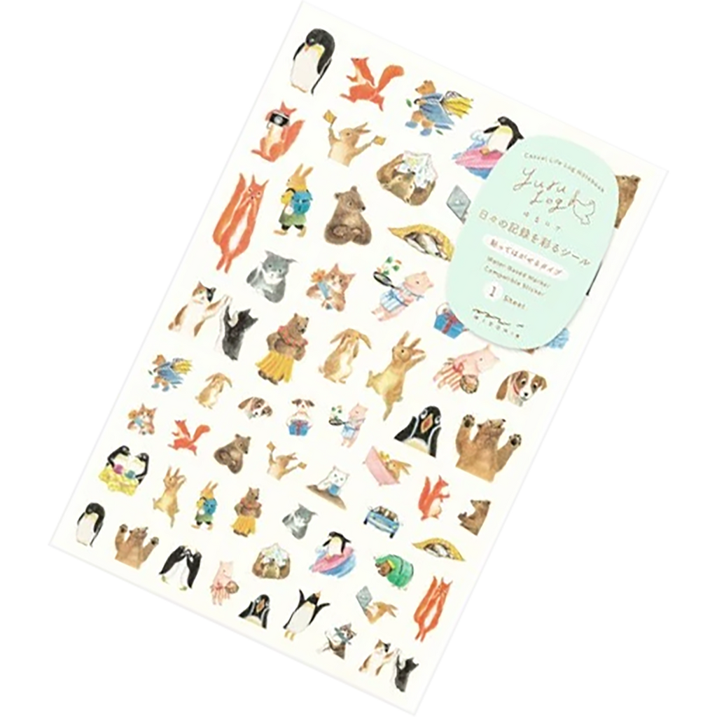 Midori Sticker Sheet - Yuru Log Animal-Pen Boutique Ltd
