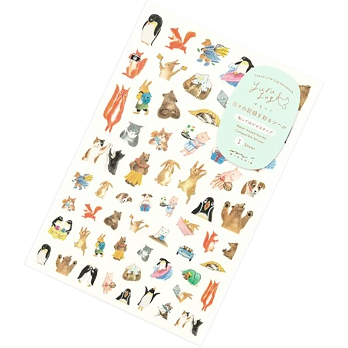 Midori Sticker Sheet - Yuru Log Animal-Pen Boutique Ltd