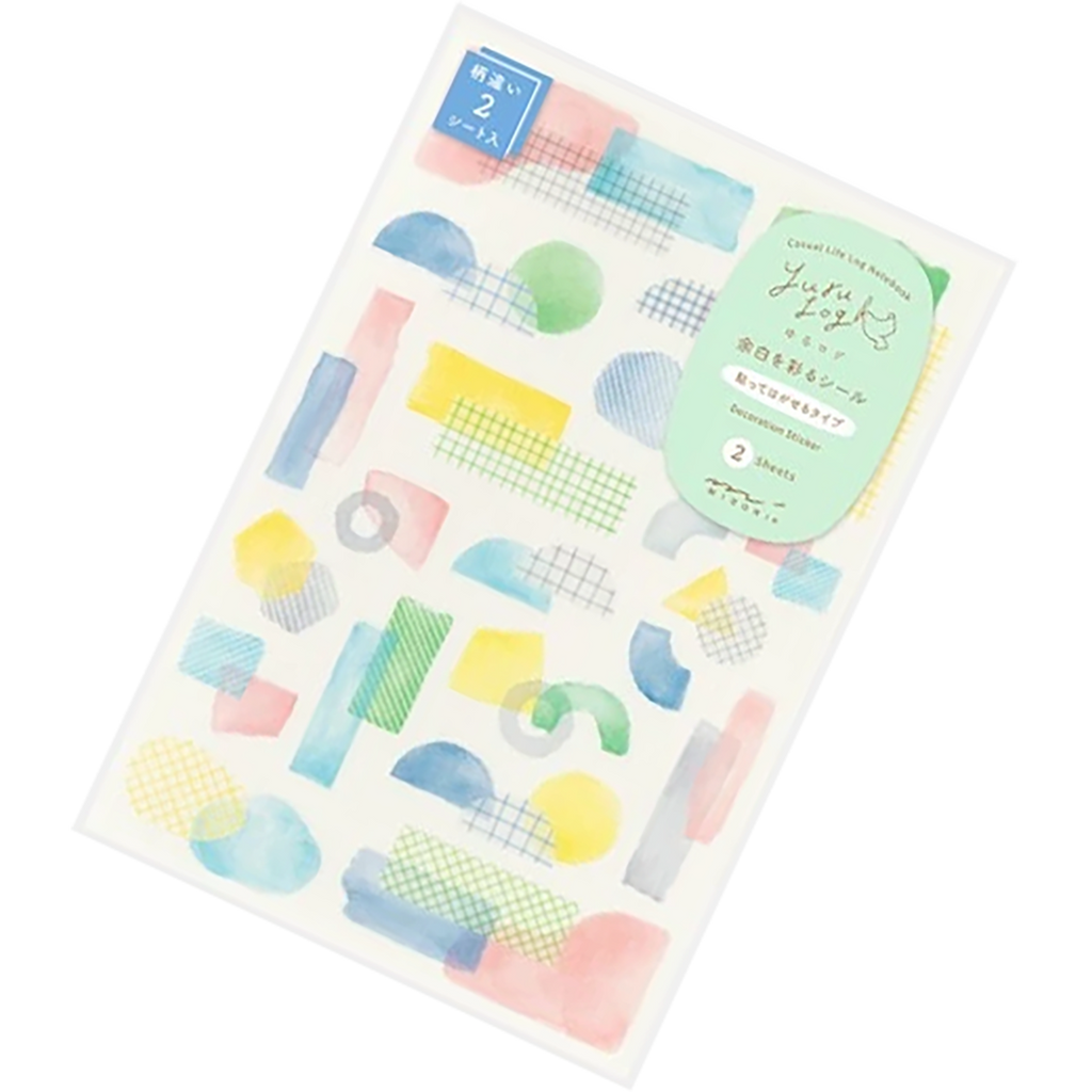 Midori Sticker Sheet - Yuru Log Collage Watercolor Motif