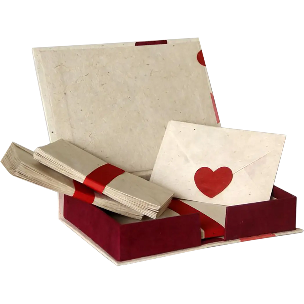 Monk Paper Pink Hearts Lokta Stationery Box Set - LG-Pen Boutique Ltd