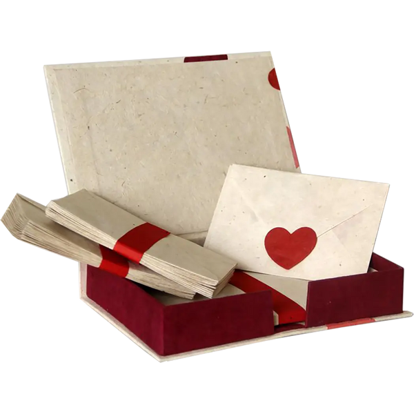 Monk Paper Pink Hearts Lokta Stationery Box Set - LG-Pen Boutique Ltd