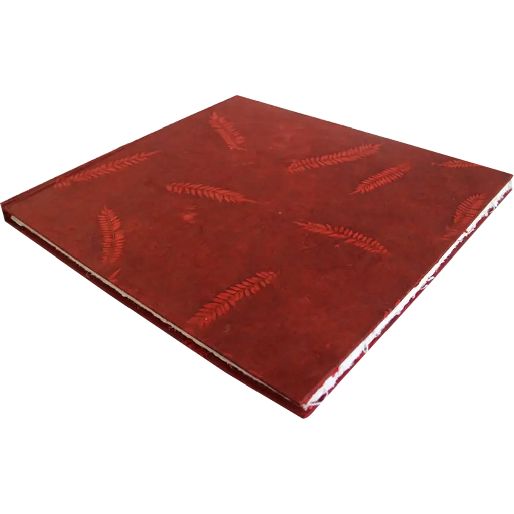 Monk Paper Veg Dyed Leather Red Lokta Hard Cover Scrap Book-Pen Boutique Ltd