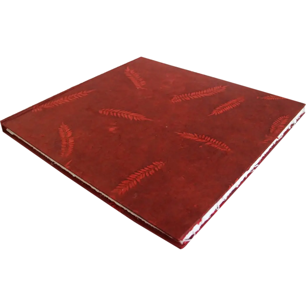 Monk Paper Veg Dyed Leather Red Lokta Hard Cover Scrap Book-Pen Boutique Ltd