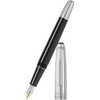 Montblanc Solitaire Fountain Pen - Black - Stainless Steel - Classique (Doue)-Pen Boutique Ltd