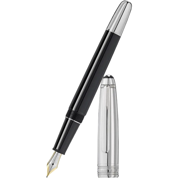 Montblanc Solitaire Fountain Pen - Black - Stainless Steel - Classique (Doue)-Pen Boutique Ltd