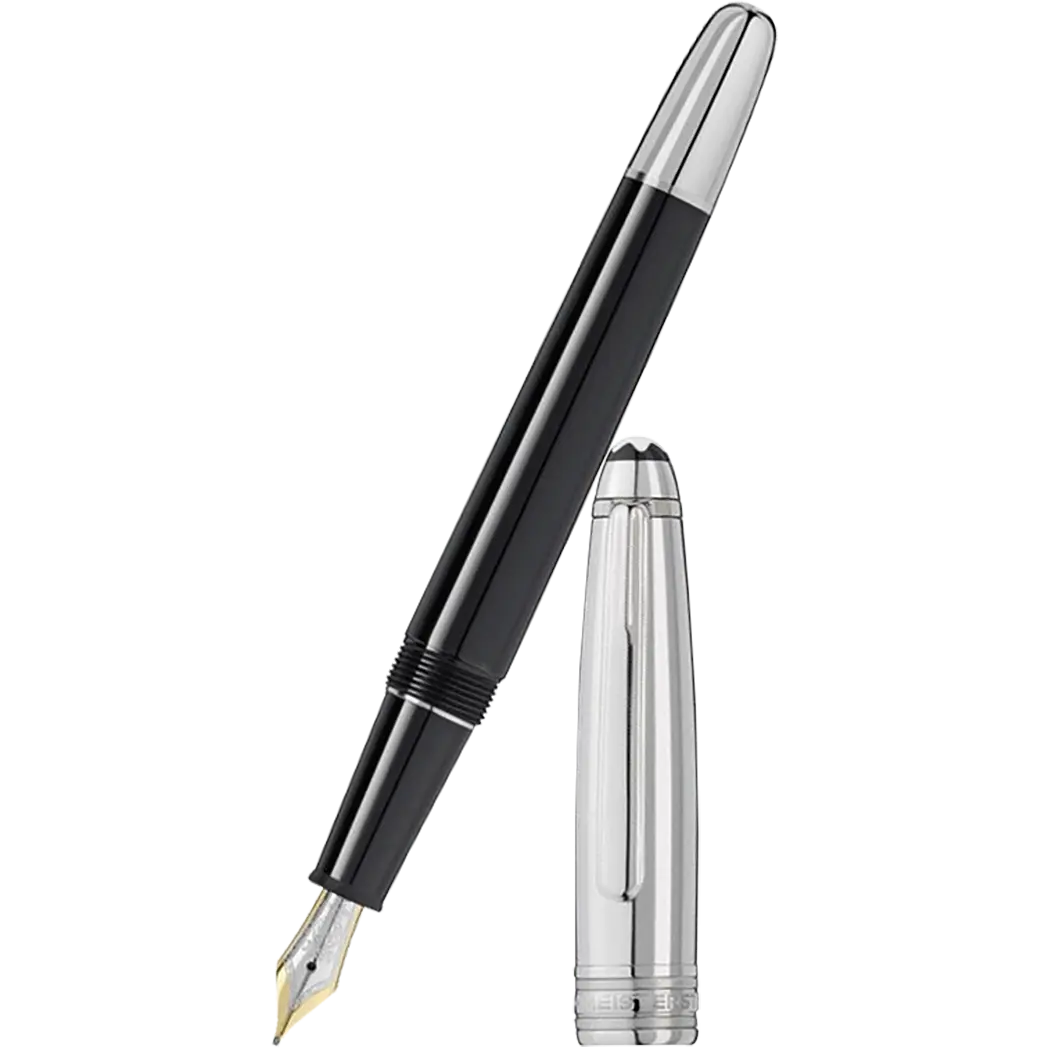 Montblanc Solitaire Fountain Pen - Black - Stainless Steel - Classique (Doue)-Pen Boutique Ltd