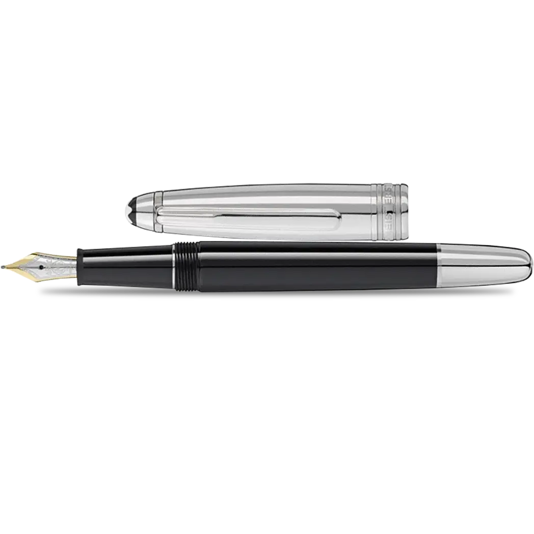 Montblanc Solitaire Fountain Pen - Black - Stainless Steel - Classique (Doue)-Pen Boutique Ltd