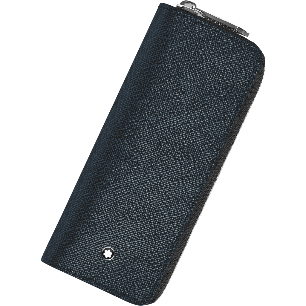 Montblanc Sartorial 2 Pen Pouch - Zipper Closure - Tweed Blue-Pen Boutique Ltd