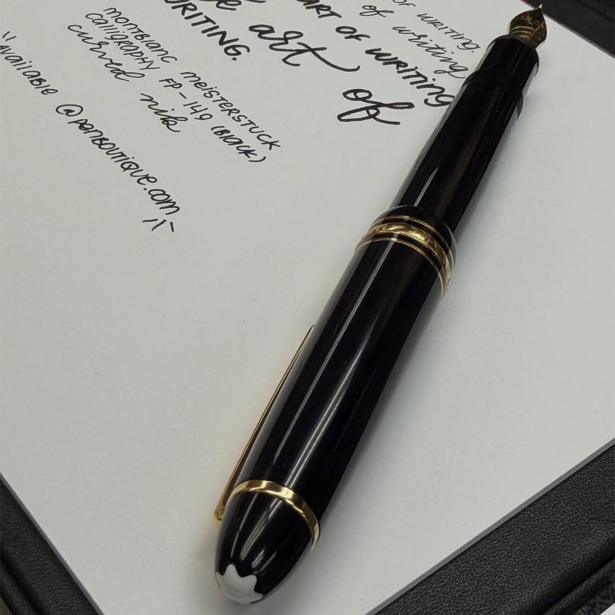 Montblanc Meisterstuck Calligraphy Fountain Pen - 146 Black - Curved Nib ( Limited production)-Pen Boutique Ltd